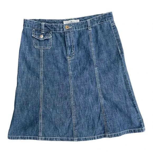 Tommy Hilfiger Denim A-line Hi-low Skirt. sz 8 - Picture 3 of 12